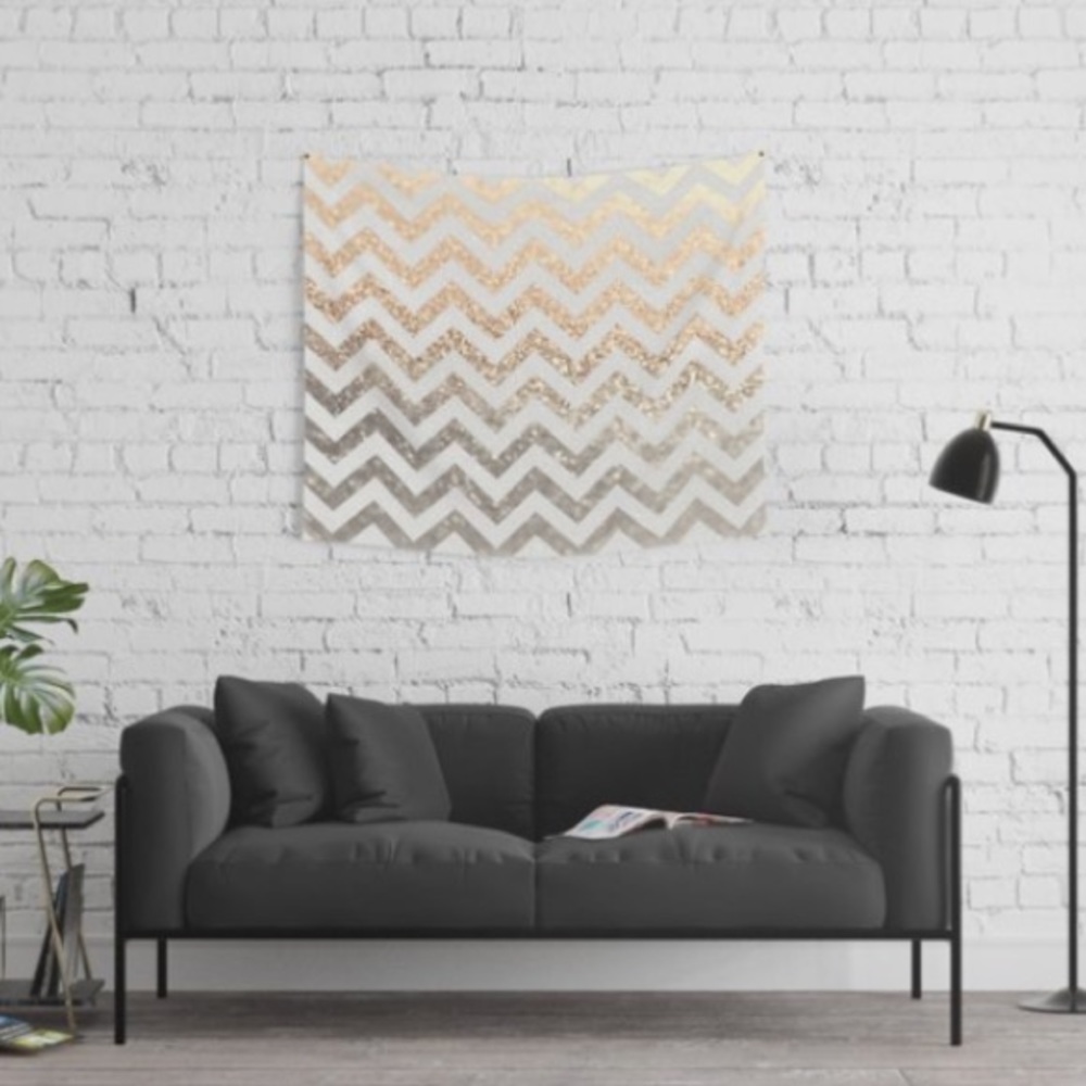 Glitter Gold Chevron Wall Tapestry